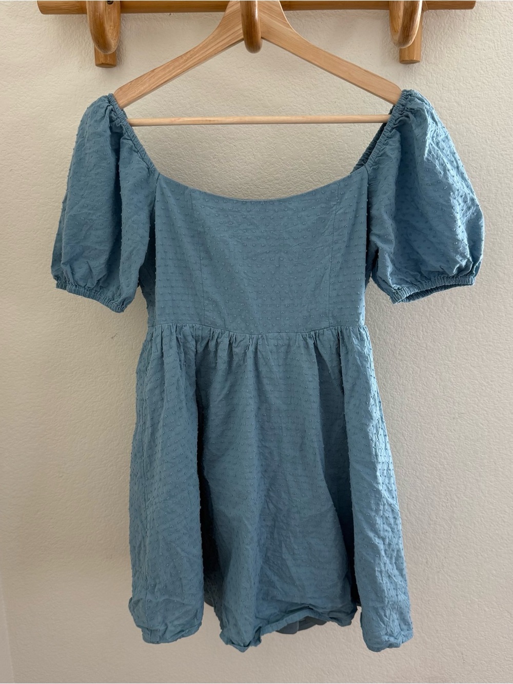 Altar'd State Cottagecore coquette soft girl Chambray Puff Sleeve Babydoll dress